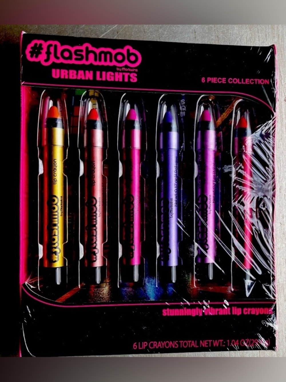 Markwins Flashmob Urban Lights 6pc Lip Crayon Set Vibrant Colors